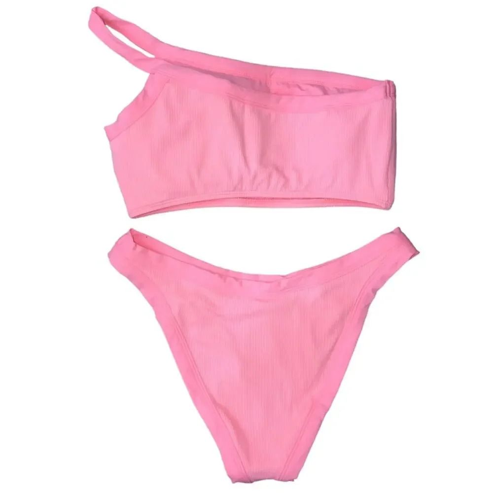 L*Space Bikini Swimsuit Set Axel Top Foley Bottom in Crystal Pink Large NWT